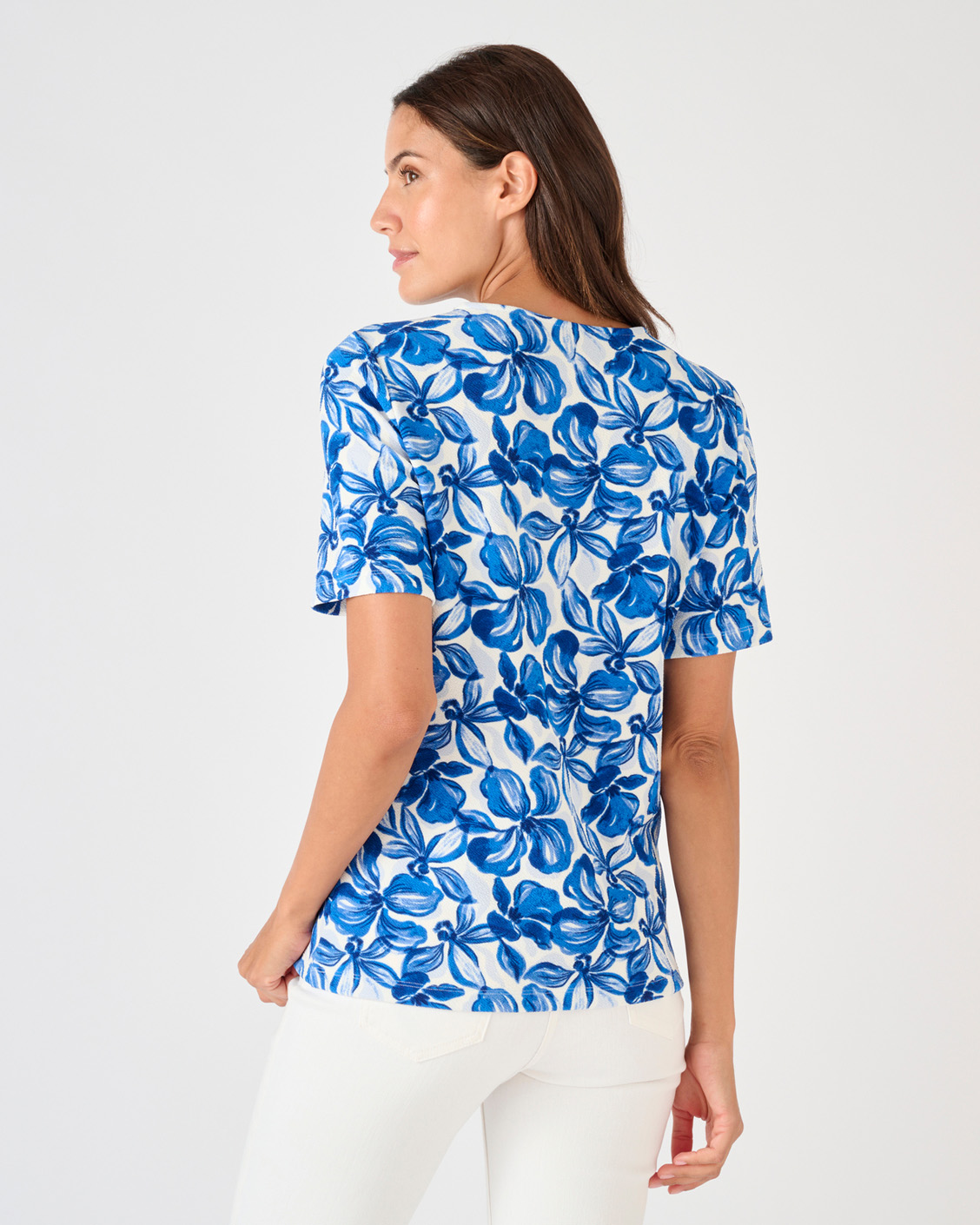 T-shirt maille reliéfée fleurie