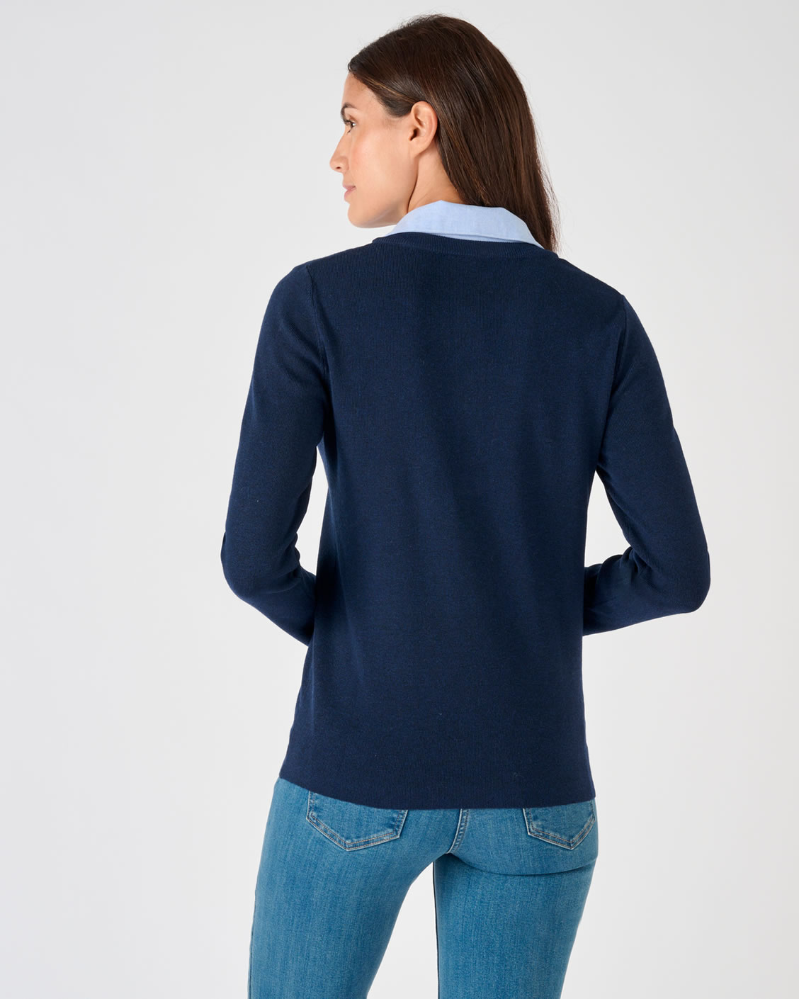 Pull Thermolactyl col chemisier chambray