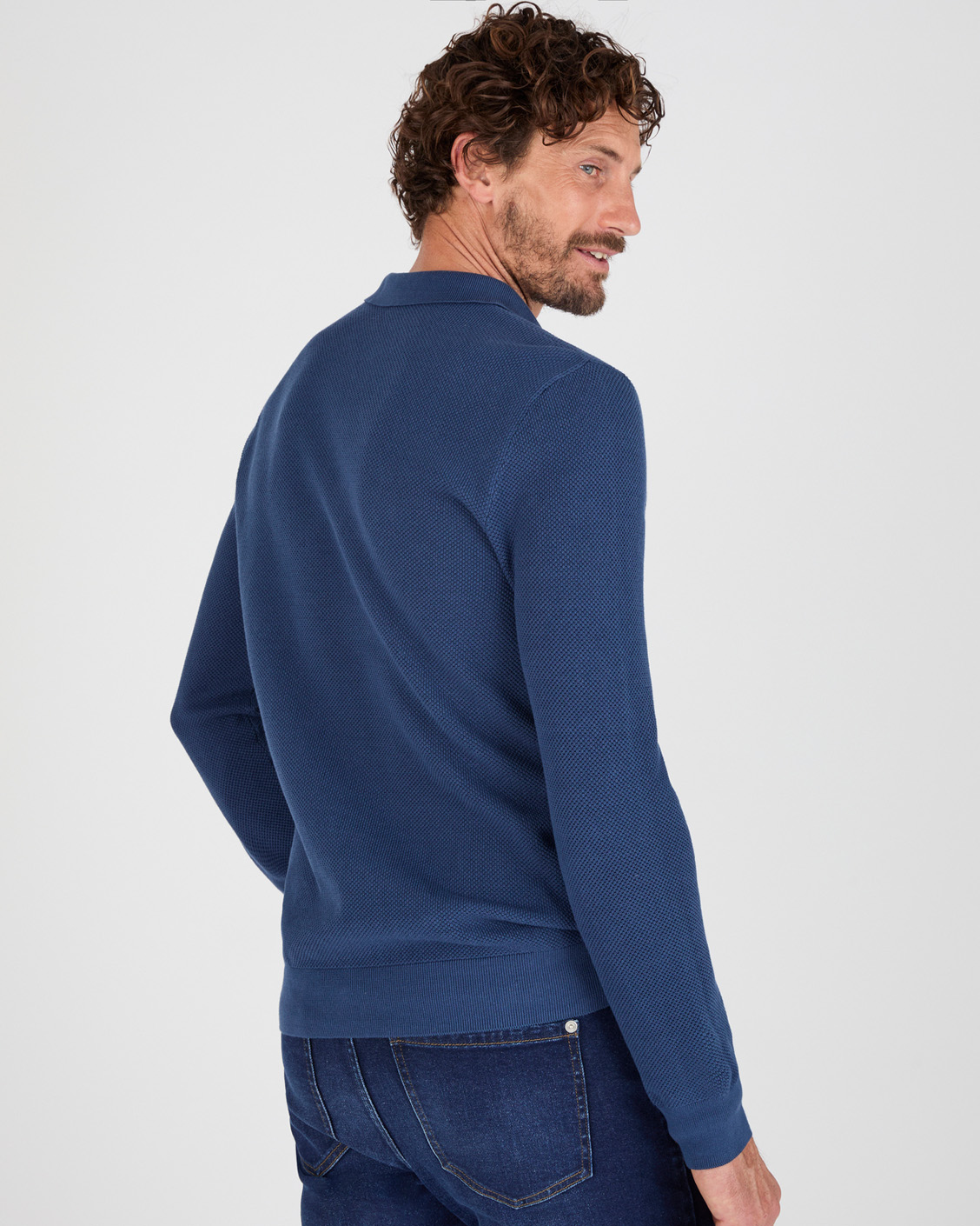 Pull col polo en maille fantaisie