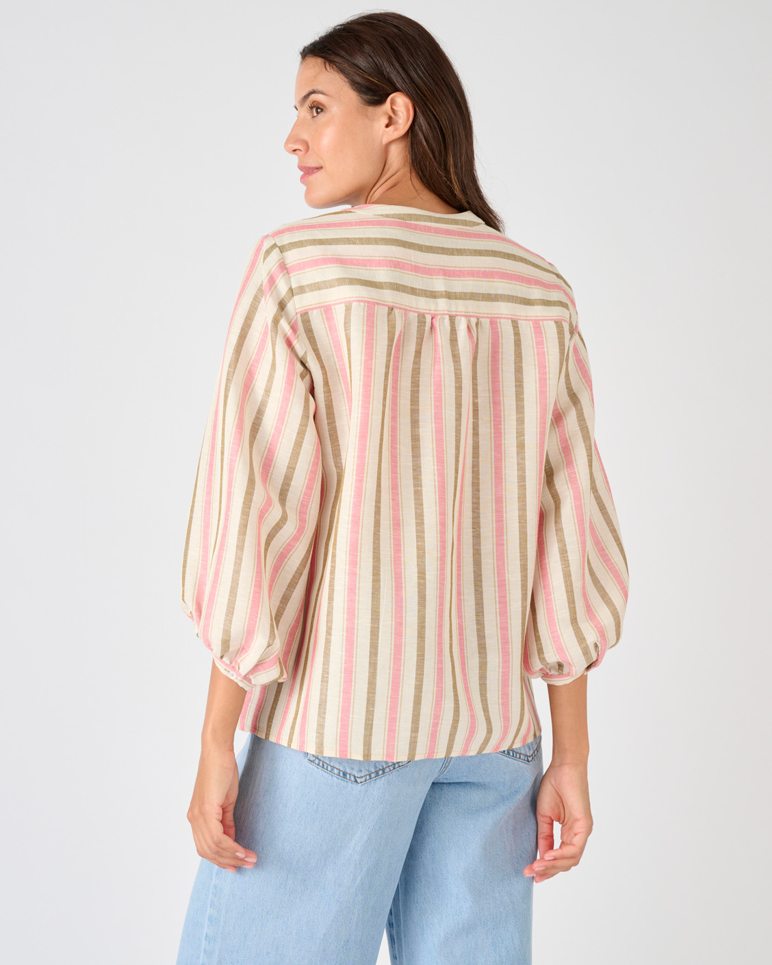 Blouse rayée mélange lin et viscose