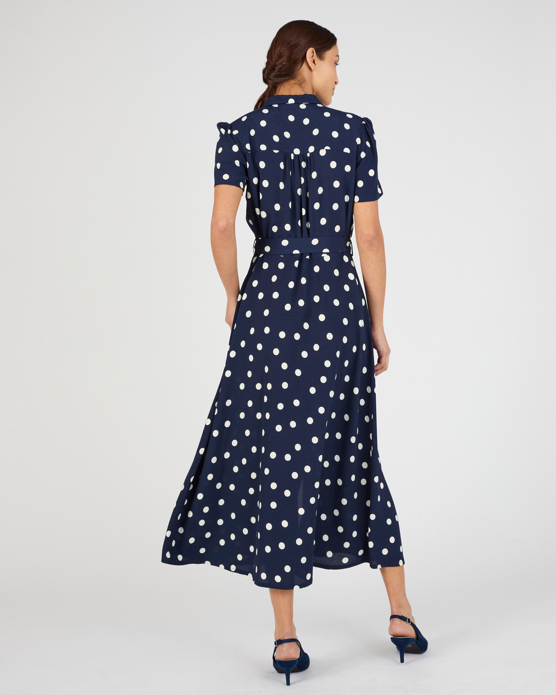 Robe-chemise viscose fluide imprimé pois