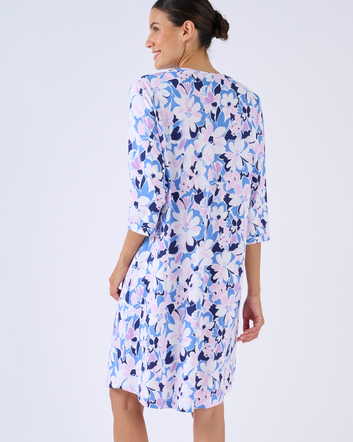 Chemise de nuit col tunisien en pur coton