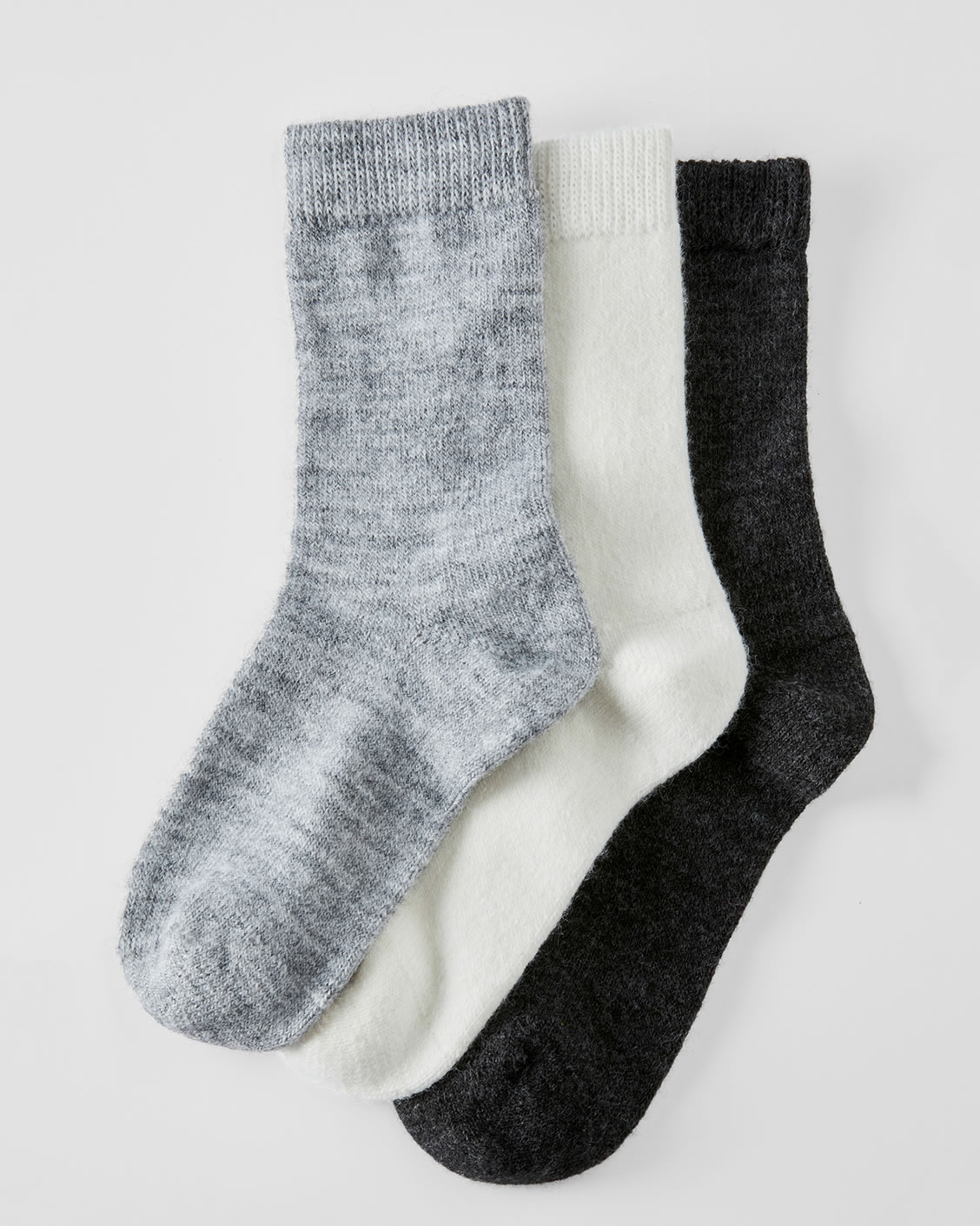 Lot de 3 paires de chaussettes unies maille laineuse Thermolacty