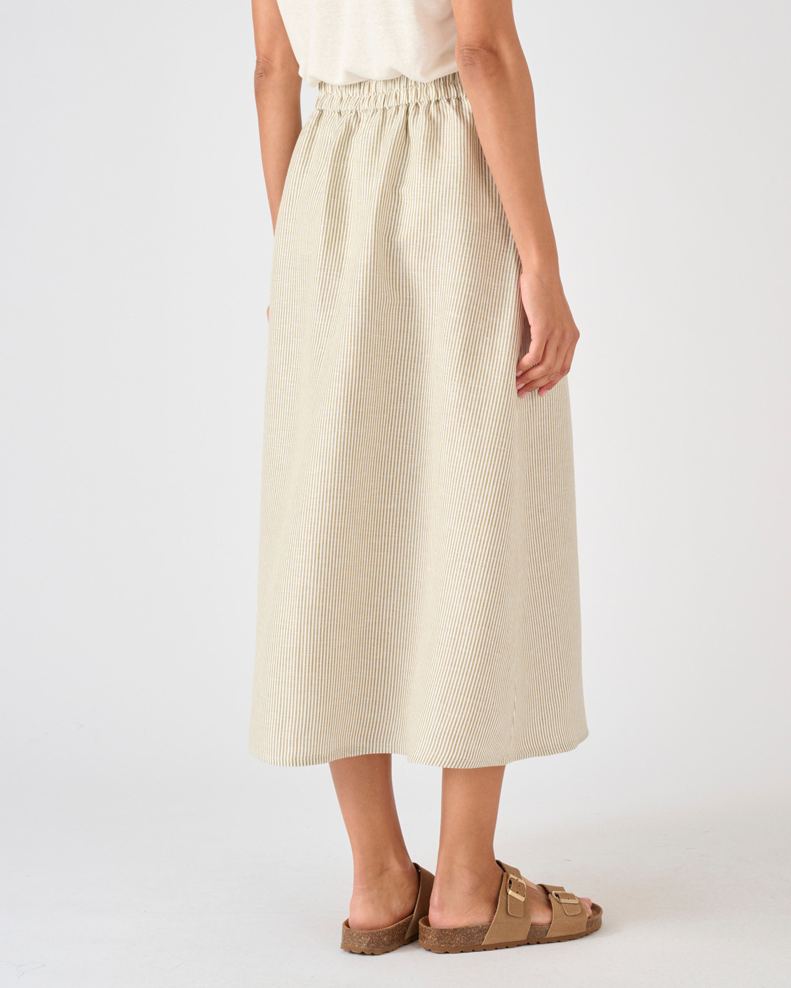 Jupe rayée mélange lin et viscose