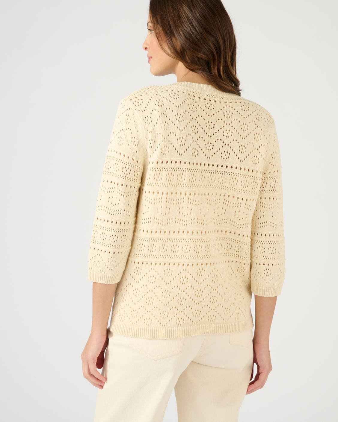 Gilet maille ajourée manches 3/4