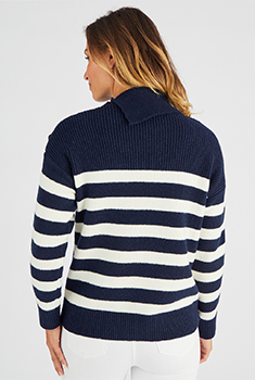 Pull marinière épaule boutonnée