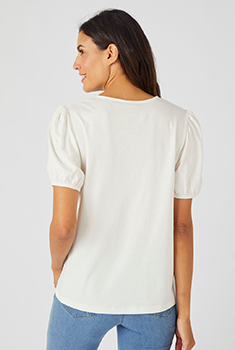 T-shirt empiècement broderie anglaise