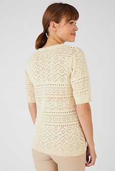 Pull maille ajourée manches aux coudes
