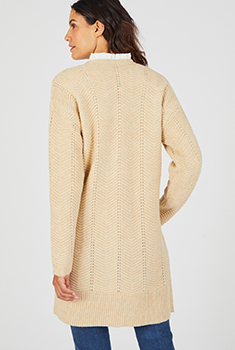 Gilet long maille fantaisie