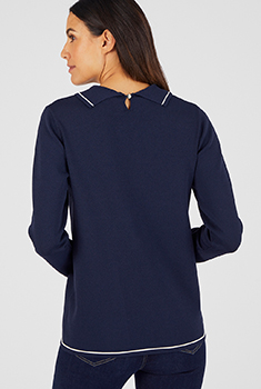 Pull maille serrée col polo