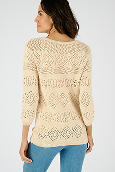 Pull maille ajourée effet crochet