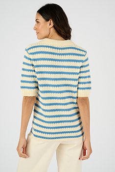 Pull col polo rayé