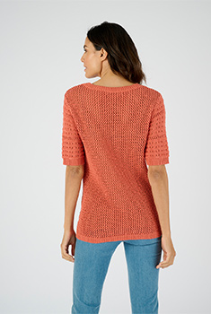 Pull maille fantaisie pur coton