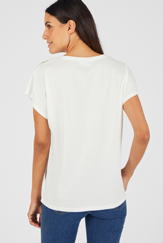 T-shirt à sequins motif végétal