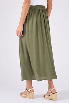 Jupe boutonnée en tissu créponné pure viscose