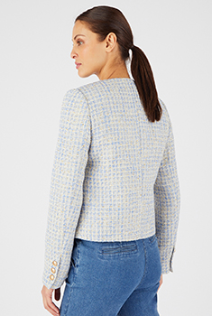 Veste tweed à carreaux et fils brillants