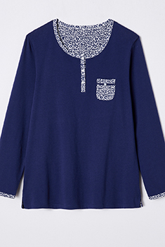Pyjama pur coton peigné, manches longues