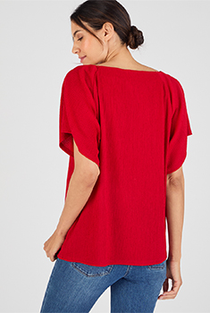 T-shirt maille texturée col fantaisie