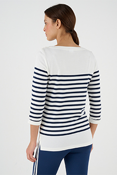 T-shirt uni ou rayé manches 3/4