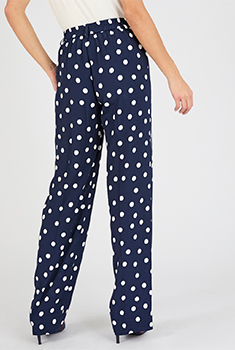 Pantalon large viscose fluide imprimé pois