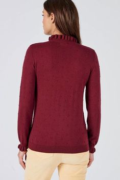 Pull col volanté maille fantaisie fine et chaude