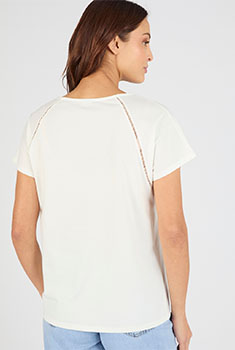 T-shirt détail macramé pur coton