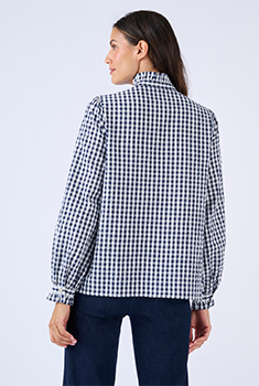 Chemisier effet gaufré à petits carreaux