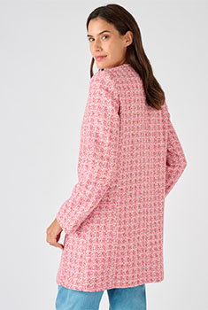 Veste longue effet tweed fils brillants