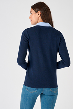 Pull Thermolactyl col chemisier chambray