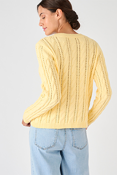 Cardigan maille ajourée et torsades