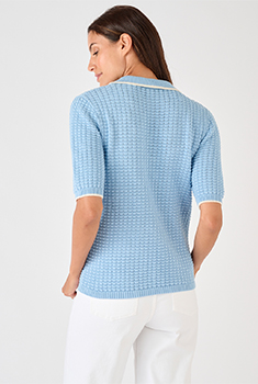 Pull col polo maille gaufrée