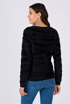 Pull motif zébré maille poilue