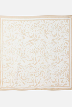 Foulard pure soie imprimé feuillage