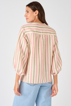 Blouse rayée mélange lin et viscose