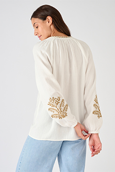 Blouse brodée en gaze de coton