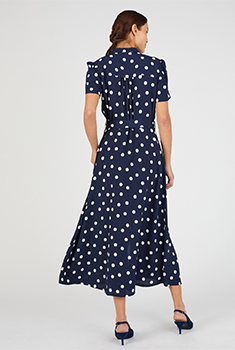 Robe-chemise viscose fluide imprimé pois