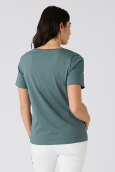 T-shirt broderie et sequins pur coton