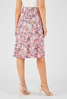 Jupe enfilable crêpe stretch doublé imprimé fleuri