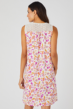 Chemise de nuit sans manches pur coton peigné