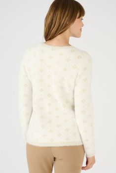 Pull jacquard en maille poilue