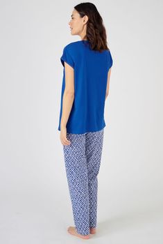 Pyjama Maille jersey pur coton peigné imprimé mosaïque