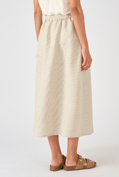 Jupe rayée mélange lin et viscose