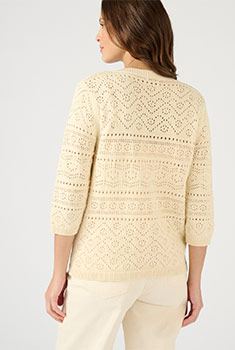 Gilet maille ajourée manches 3/4