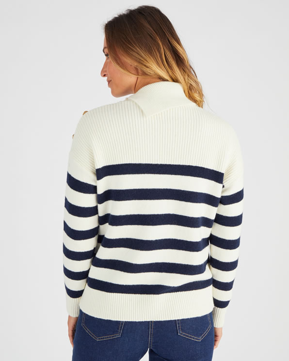 Pull marinière épaule boutonnée