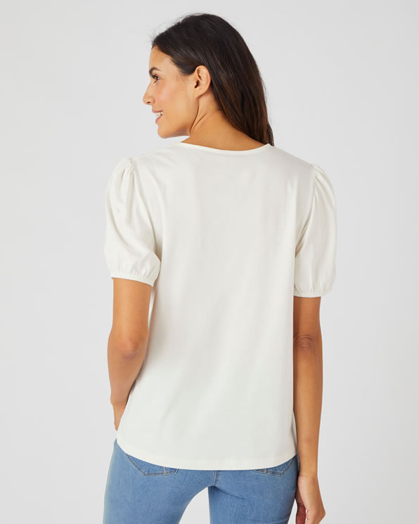 T-shirt empiècement broderie anglaise