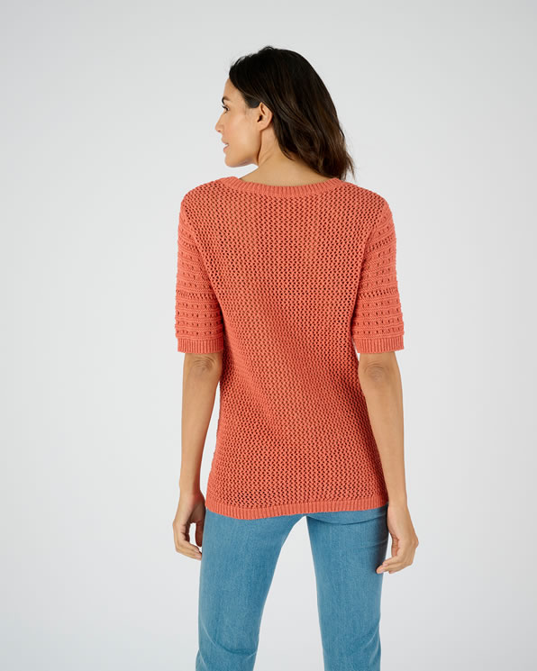Pull maille fantaisie pur coton