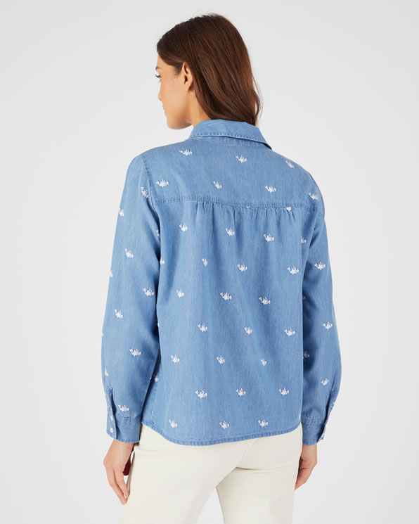 Chemisier coton et fibres lyocell Tencel™  brodé