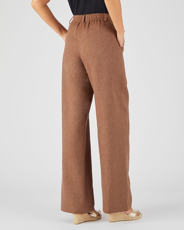 Pantalon large mélange lin et coton