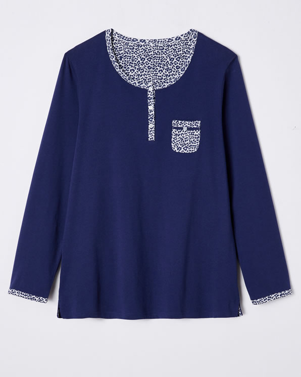 Pyjama pur coton peigné, manches longues