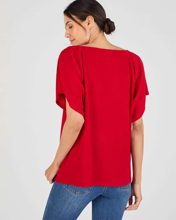 T-shirt maille texturée col fantaisie